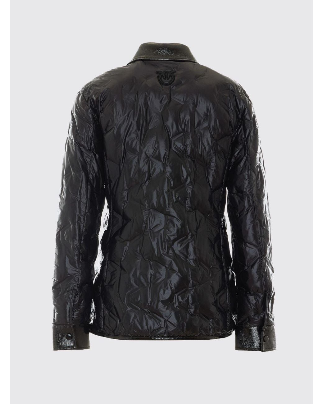 Pinko Black Dipladenia Quilted Nylon Shirt-Style Down Jacket With Dropped Shoulders