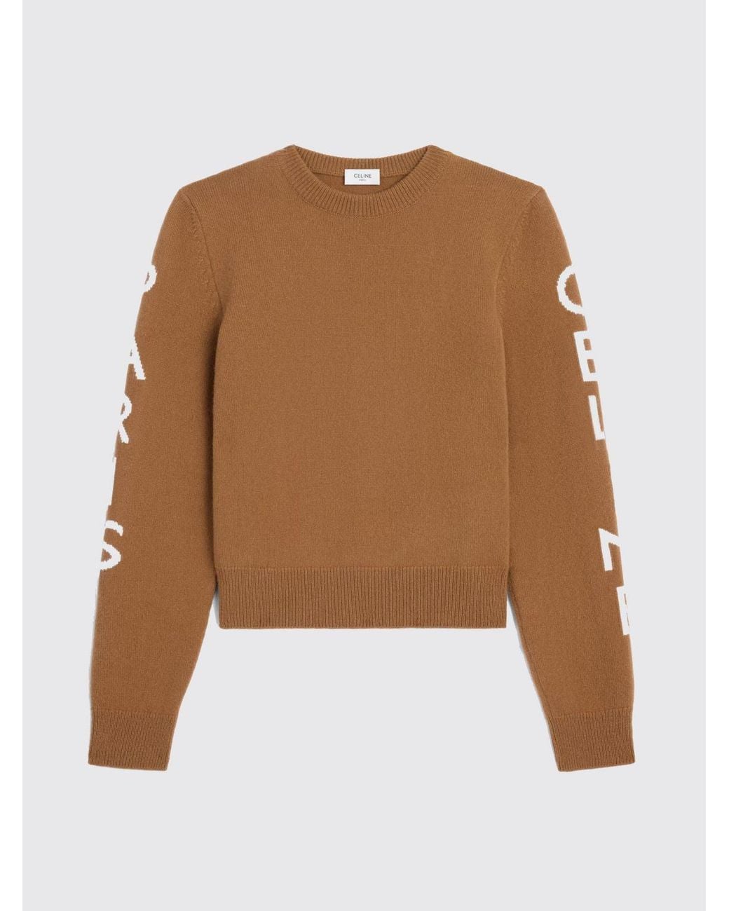 Céline Brown Wool And Cashmere Knit Sweater With Logo