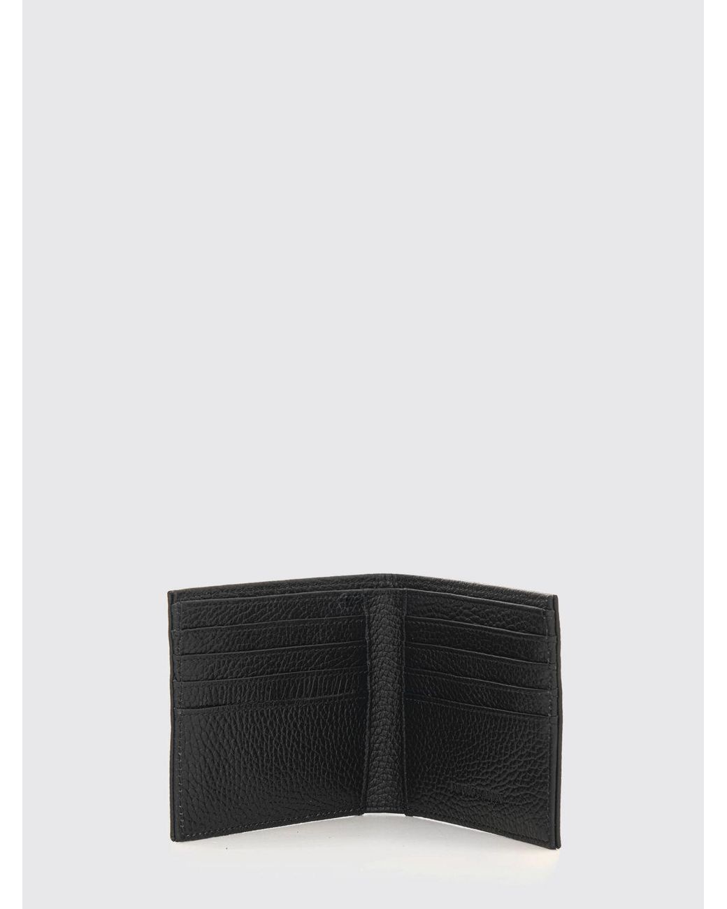 Emporio Armani White Pebbled Leather Horizontal Bifold Wallet With Applied Logo for men