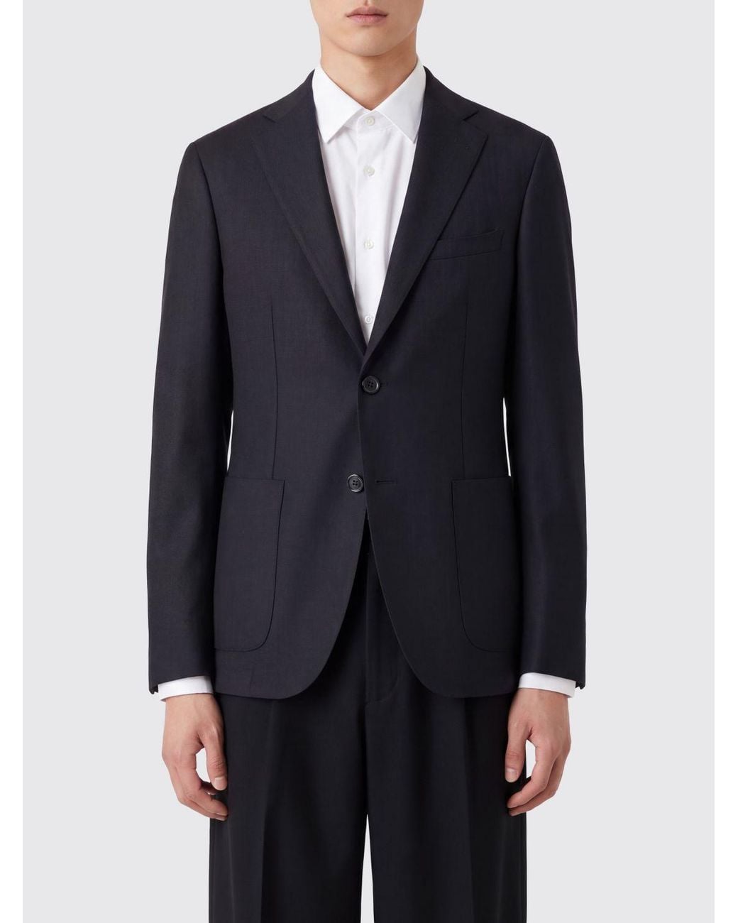 Barena Blue Single-Breasted Virgin Wool Blazer With Patch Pockets for men