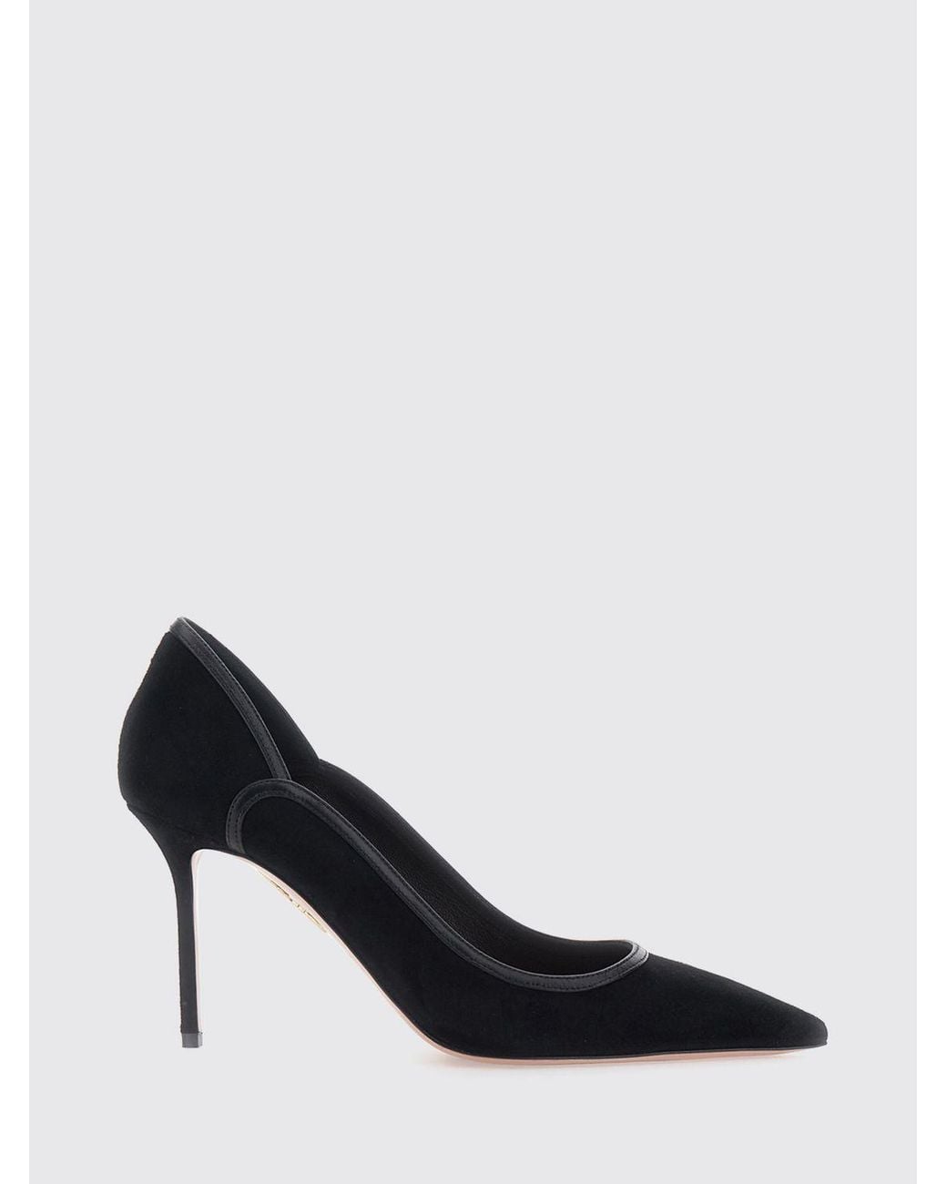 Aquazzura Black Plush Suede Pumps With High Stiletto Heel