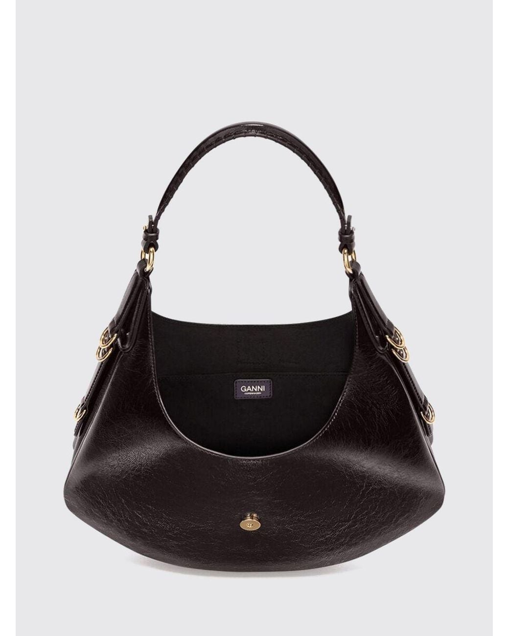 Ganni Black Kat Bio-Based Polyurethane Hobo Bag With Butterfly Logo
