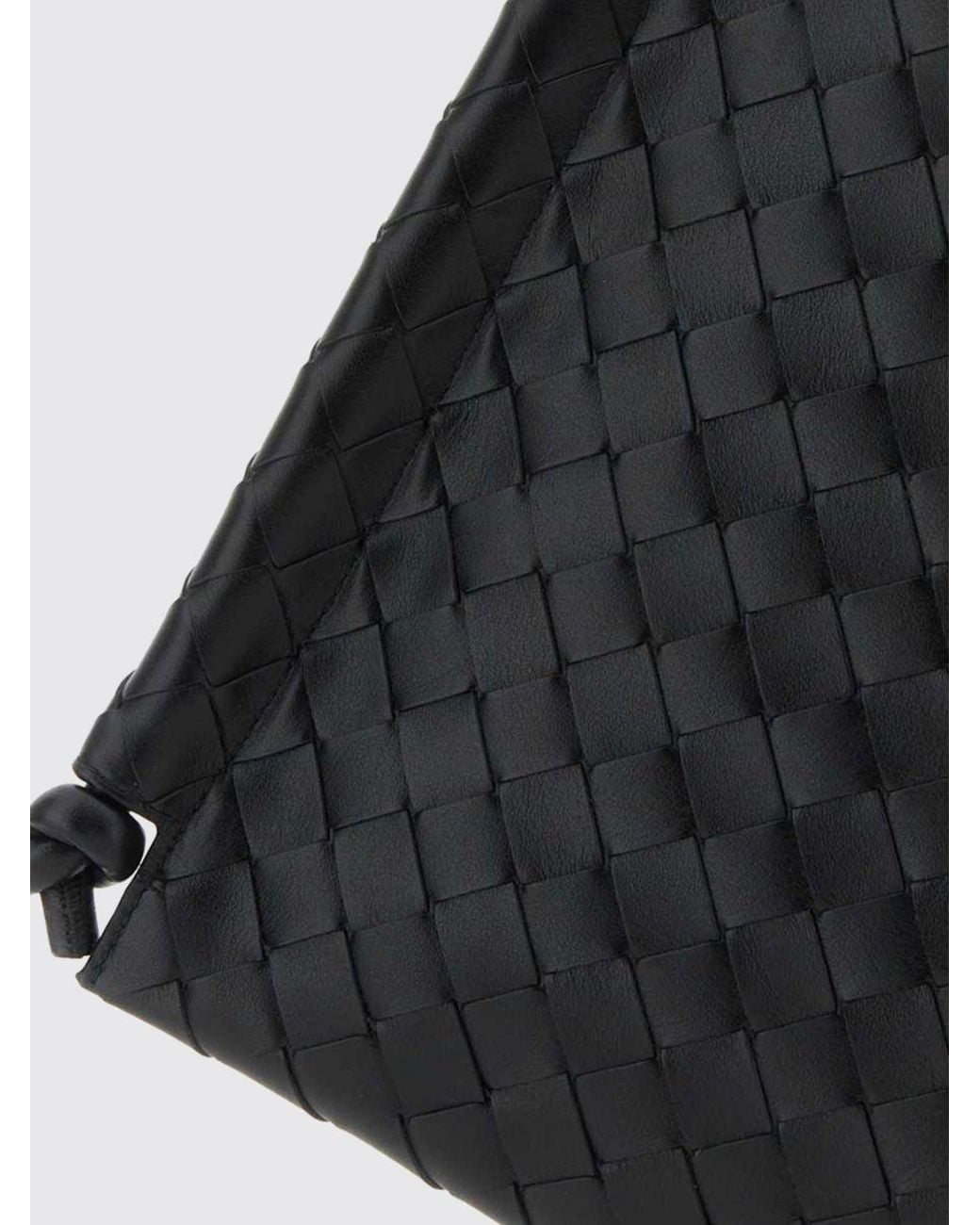 Bottega Veneta Black Woven Calfskin Leather Crossbody Bag With Magnetic Closure for men