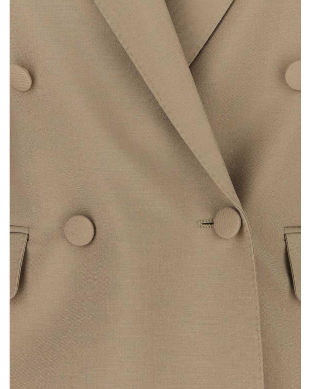 Valentino Garavani Natural Double-Breasted Mohair And Wool Short Blazer With Peak Lapels