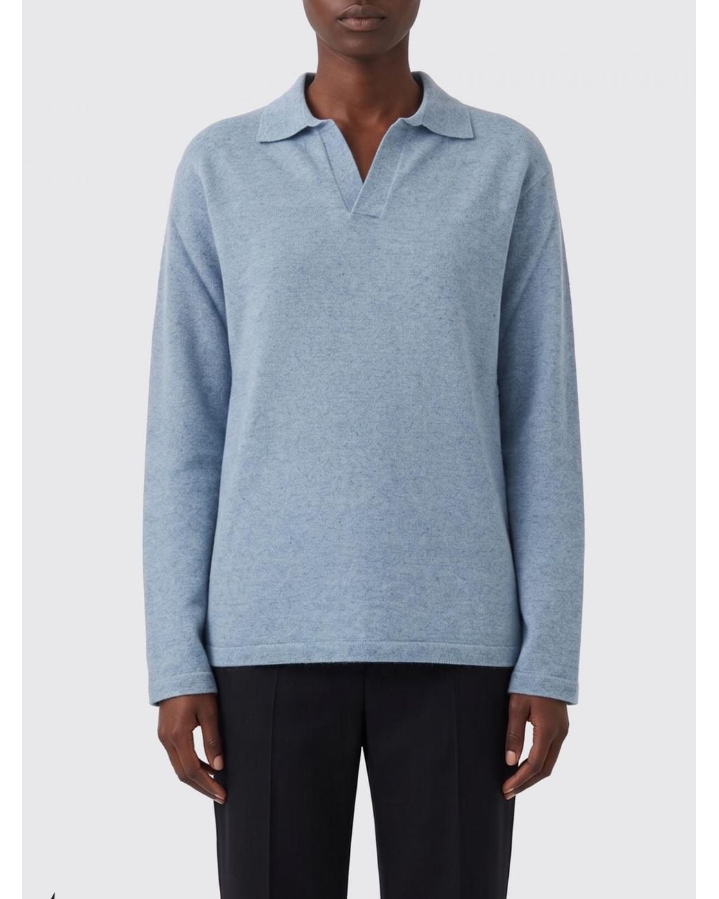 The Row Blue Cotton And Linen Polo Shirt