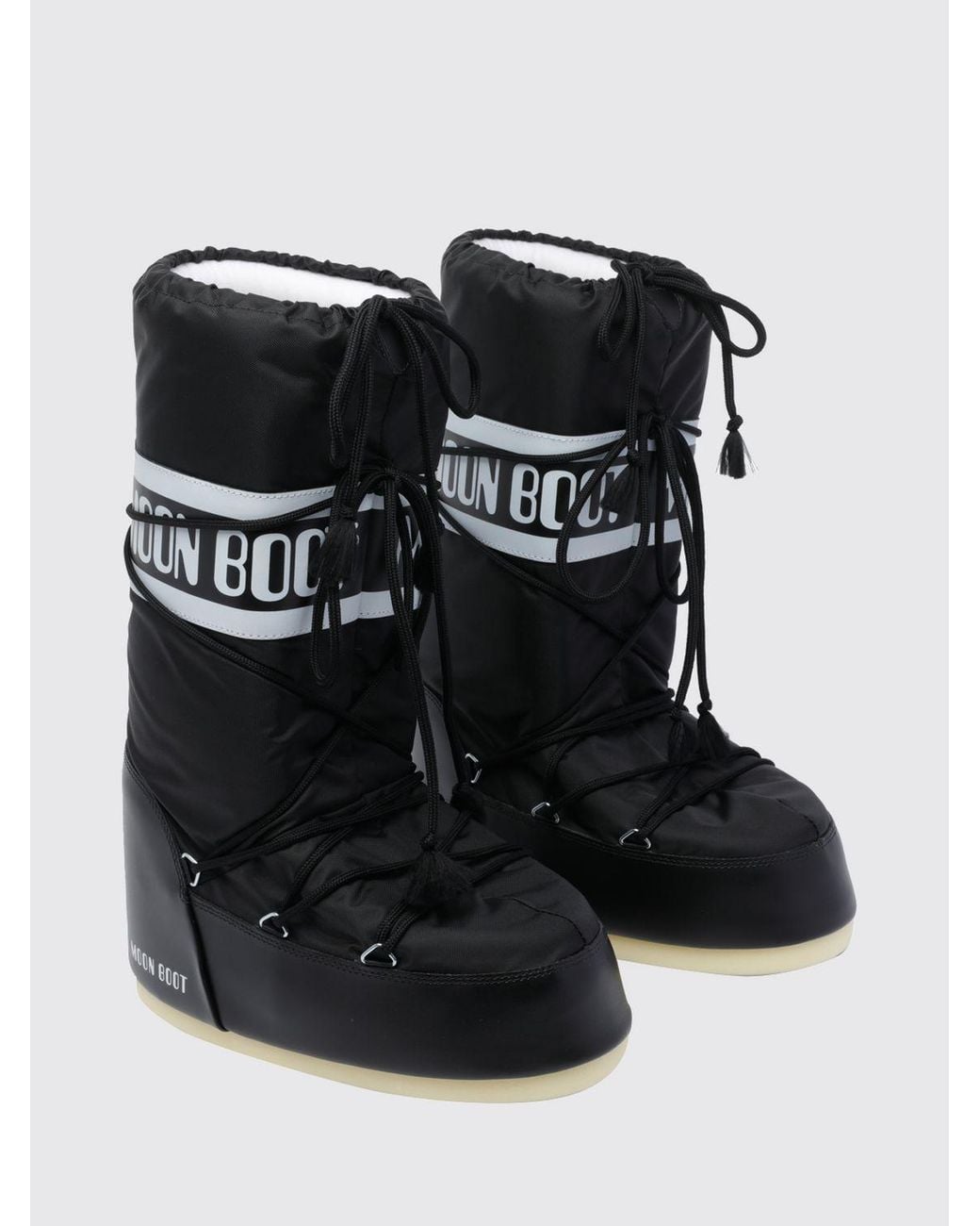 Moon Boot Black Icon Nylon Snow Boots With Printed Logo