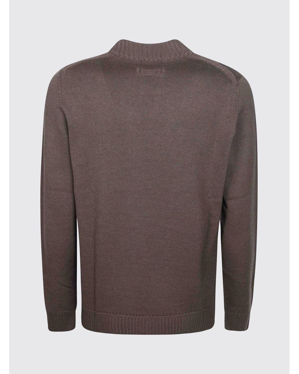 Drumohr Brown Pure Merino Wool Crewneck Jumper With Long Sleeves for men