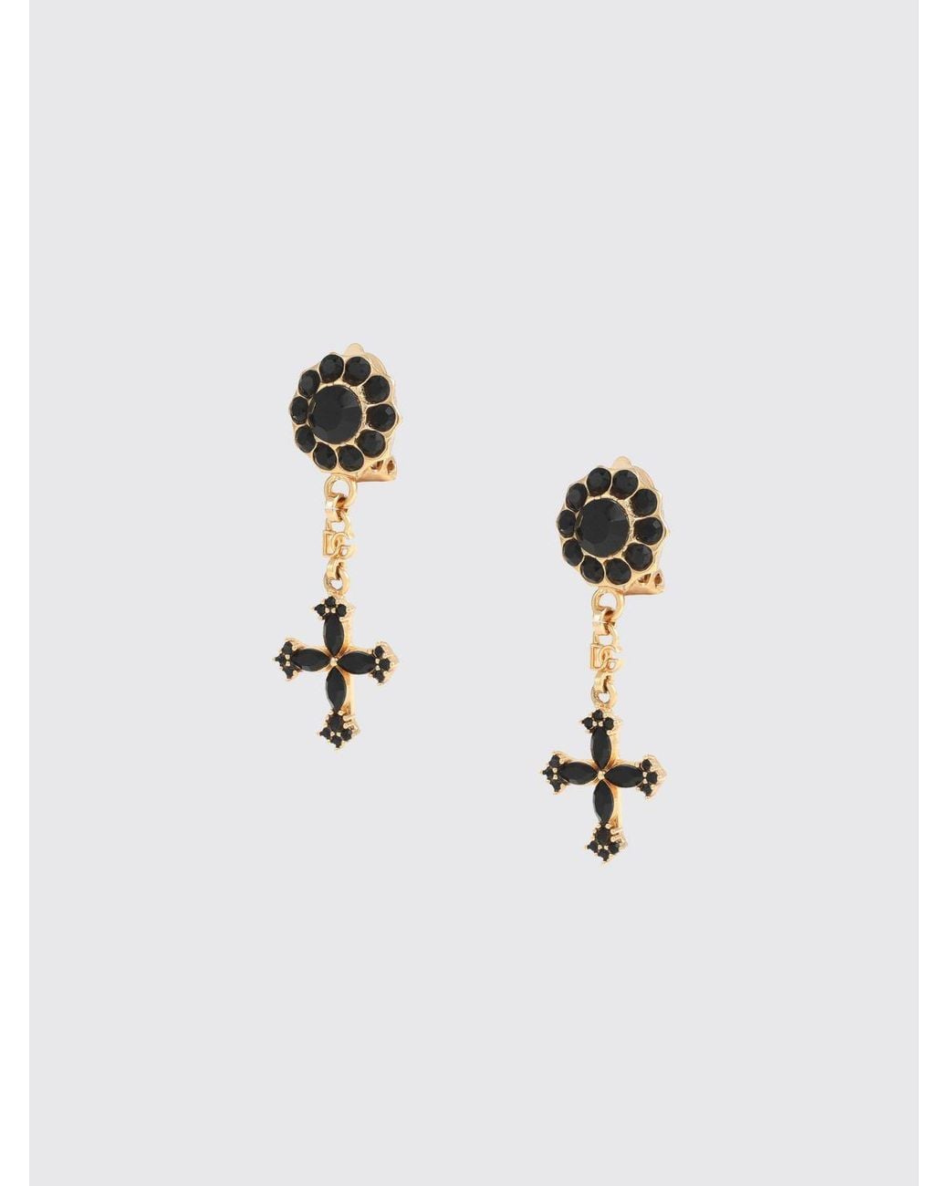 Dolce & Gabbana Black Dolce &Amp Gabbana Dg Monogram Dangle Clip-On Earrings With Rhinestones