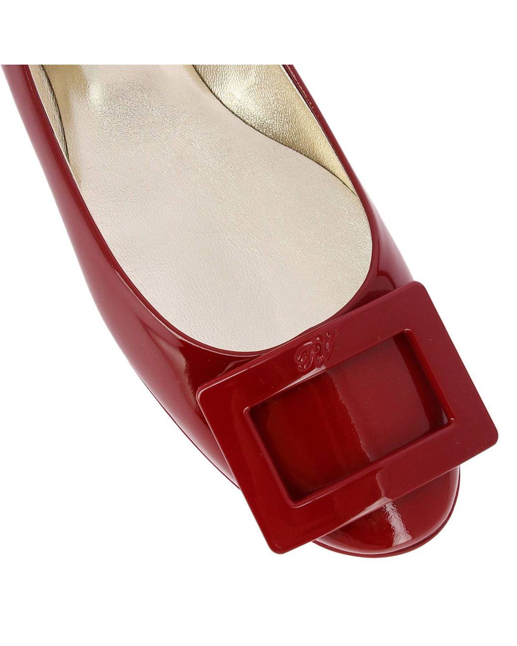 Roger Vivier Gommette Ballet Flats With Rv Buckle In Patent