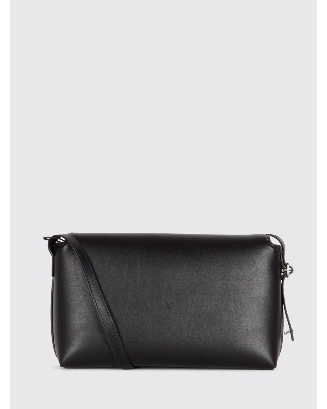Courreges Black CourrÈ Ges Icotype Leather Shoulder Bag With Contrasting Metal Logo