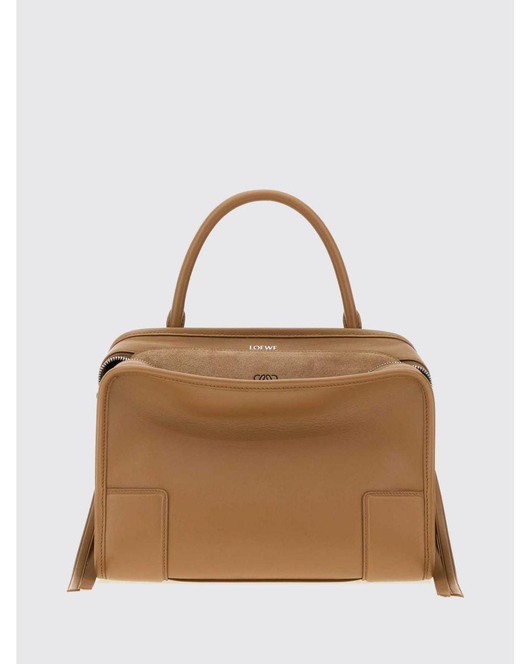 Loewe Brown Amazona 180 Calfskin Leather Handbag With Removable Shoulder Strap