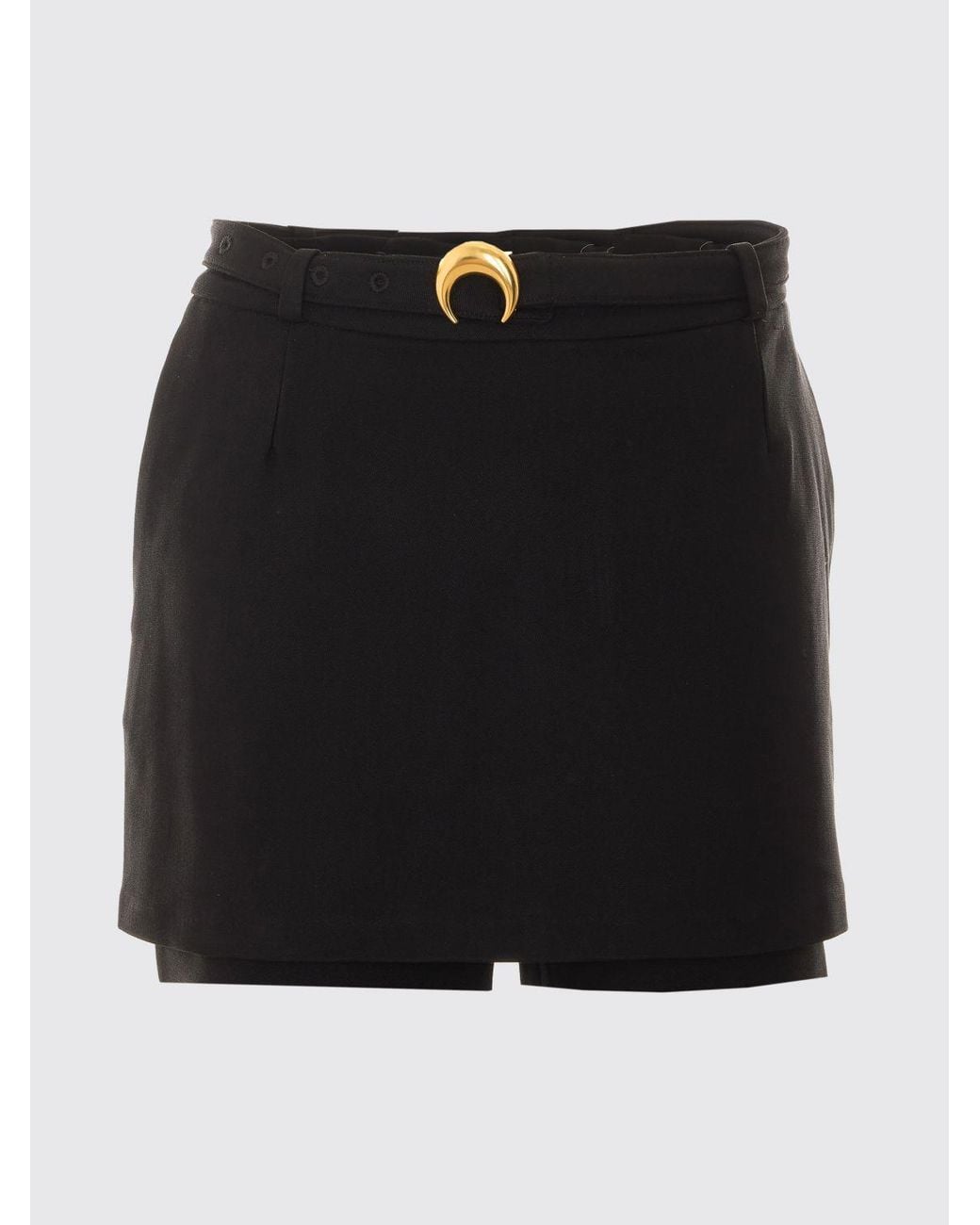 MARINE SERRE Black High-Waisted Viscose Shorts With Adjustable Belt