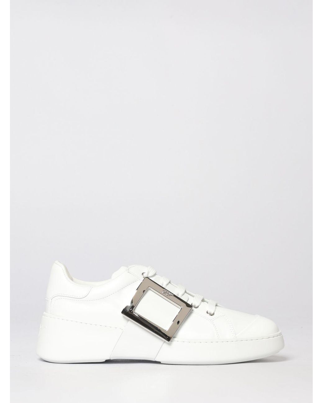 Roger Vivier White Viv' Skate Leather Sneakers