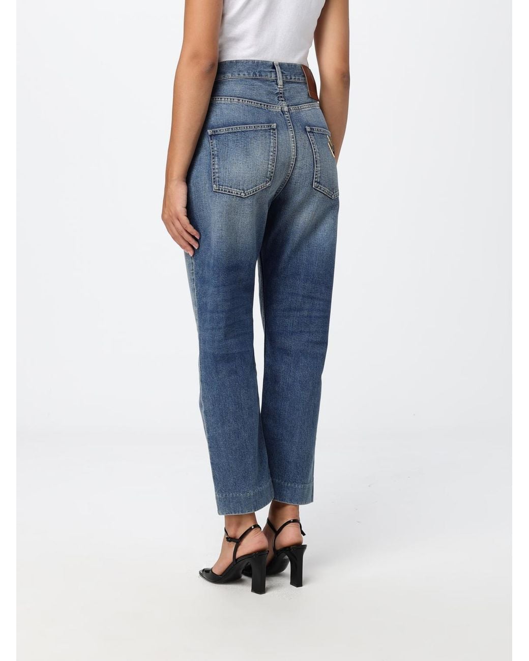 Valentino Garavani Blue High-Waisted Straight-Leg Jeans