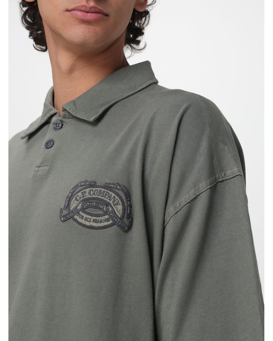 C P Company Gray Cotton Polo for men