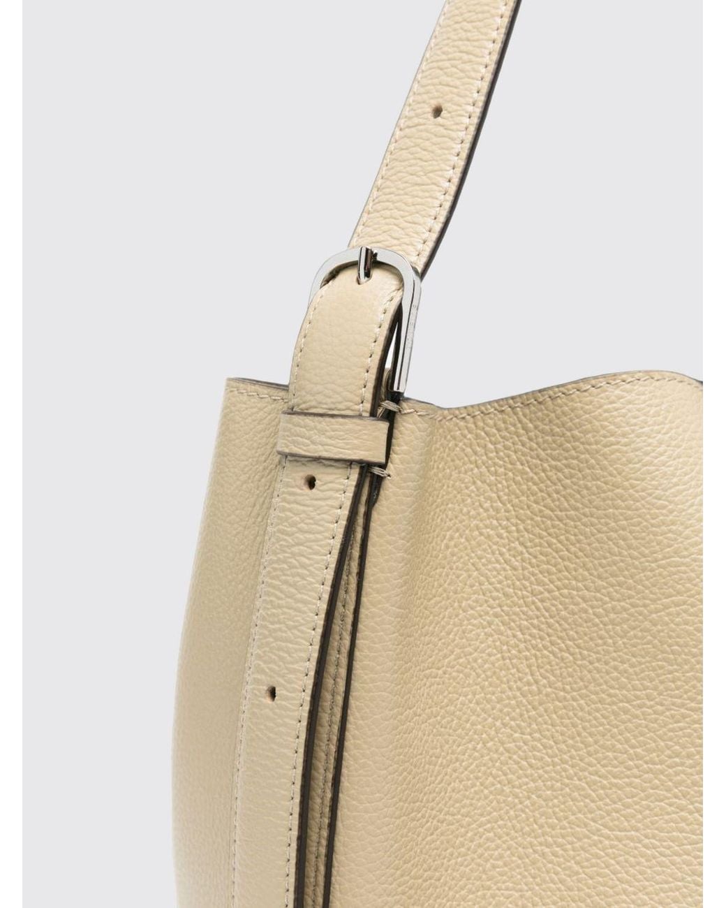 Totême  Natural Medium Grained Leather Tote Bag With Adjustable Handle And Flared Shape