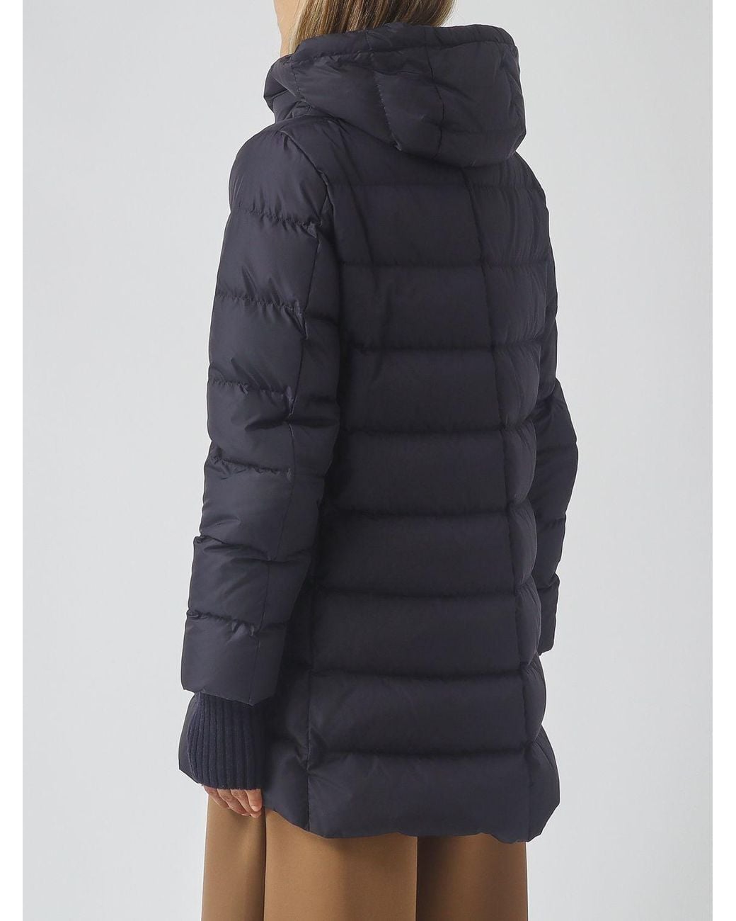 Herno Blue A-Shape Short Water-Repellent Nylon Down Jacket With Hood