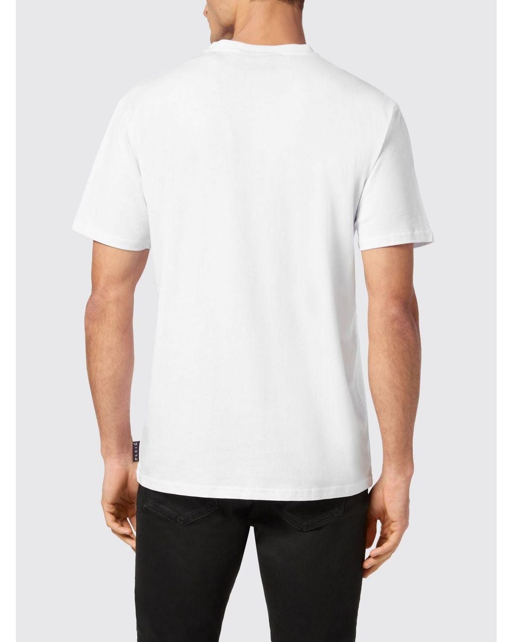 Philipp Plein White Slim Fit Cotton V-Neck T-Shirt With Logo for men