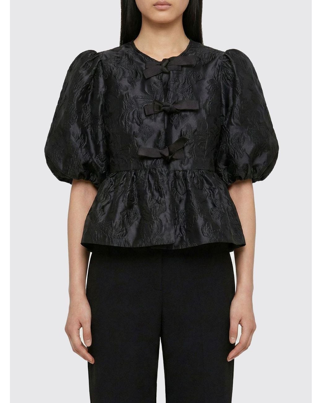 Ganni Black Satin Top