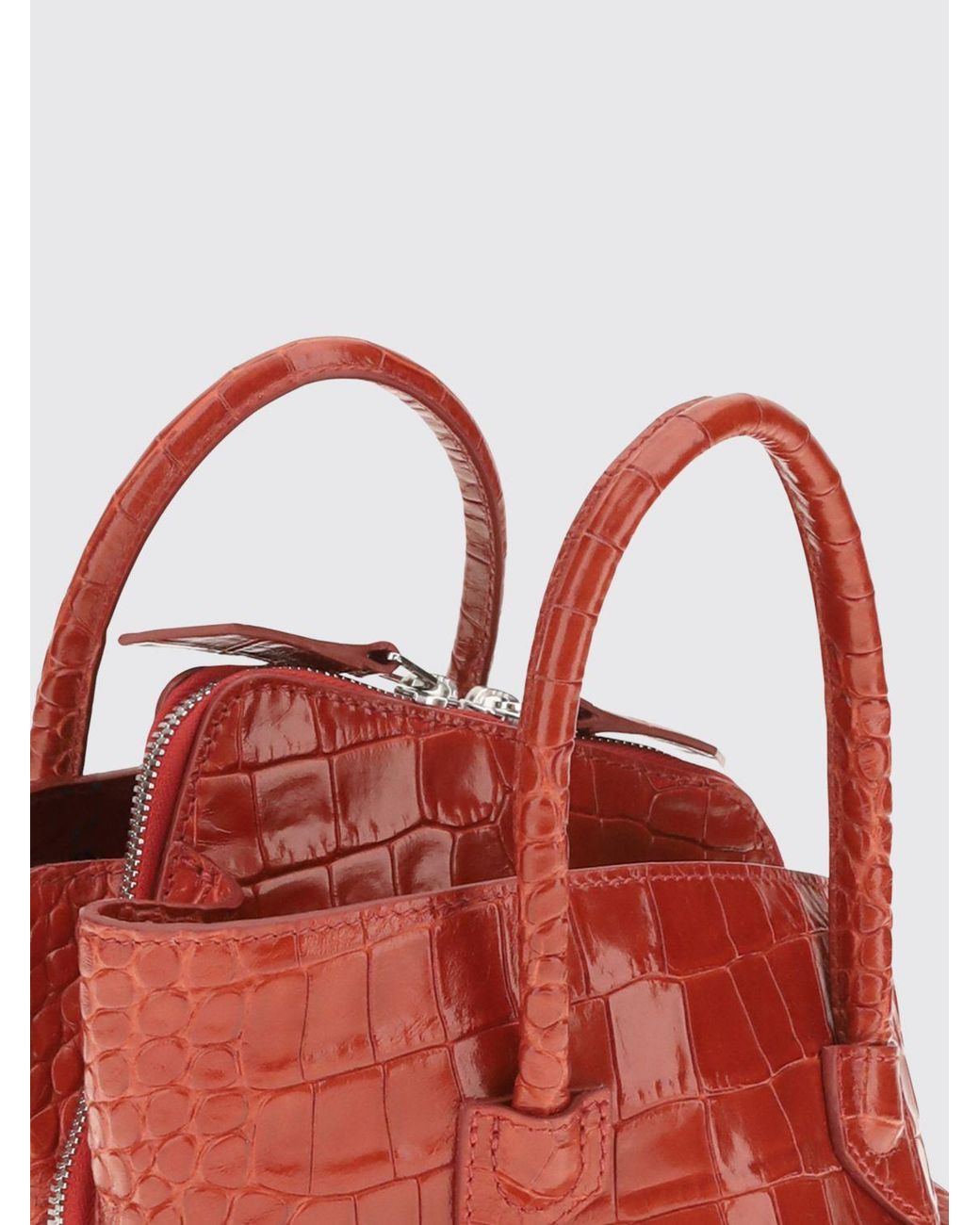 The Attico Red La Passeggiata Croc-Effect Calfskin Mini Handbag