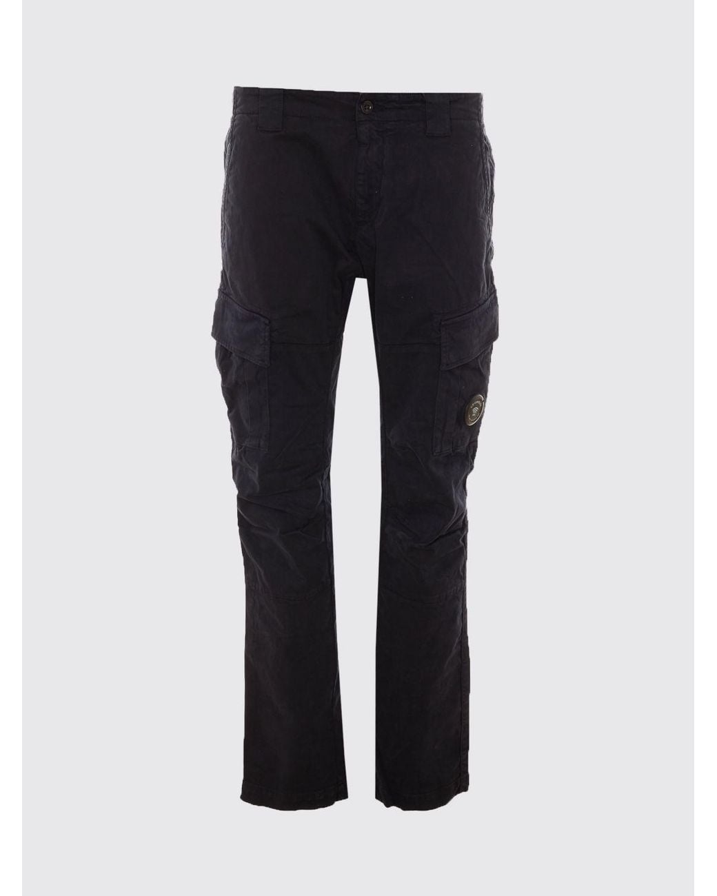 C P Company Blue Slim Fit Stretch Cotton Cargo Pants With Applied Logo for men