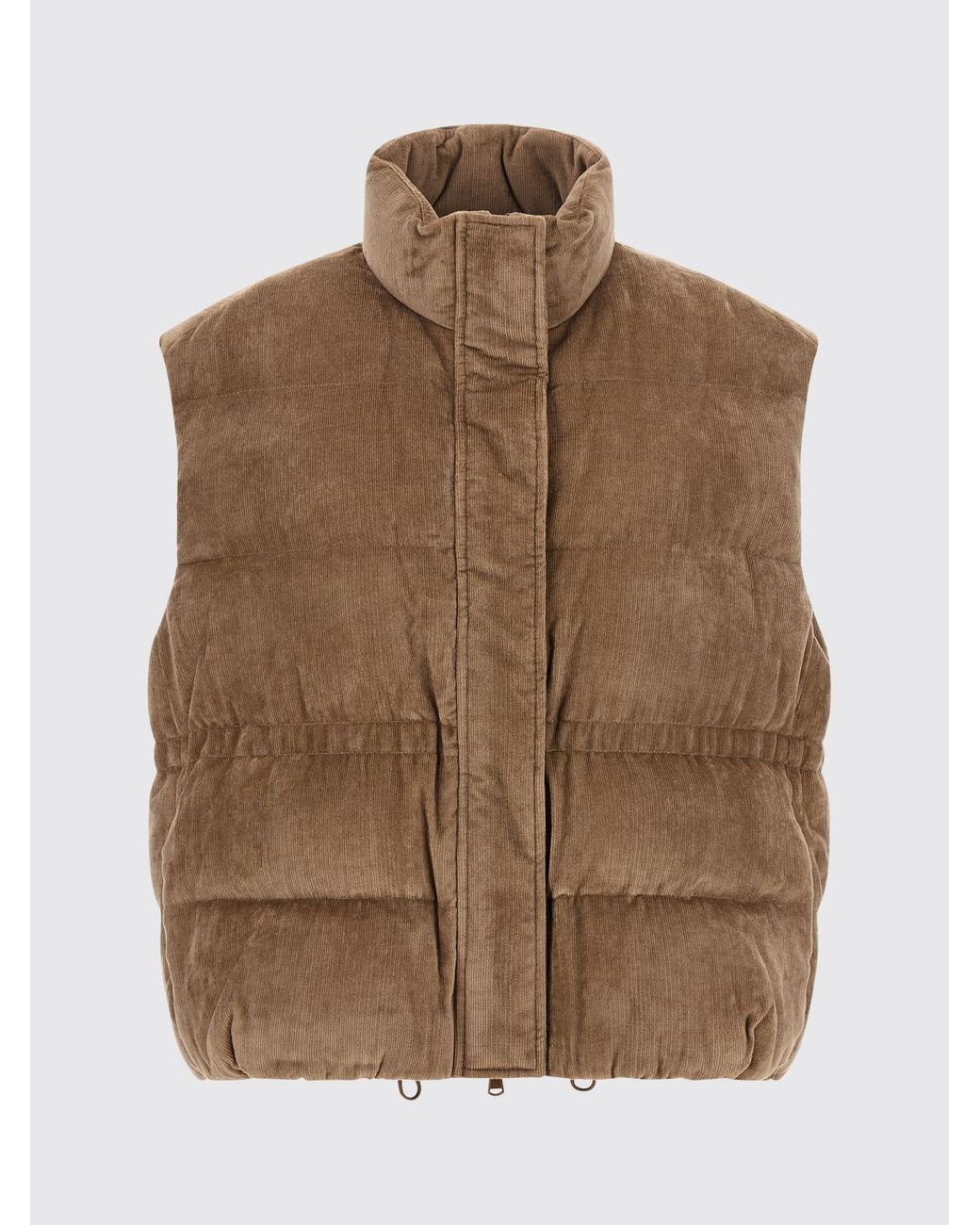 Brunello Cucinelli Blue Quilted Velvet Padded Cropped Gilet With High Neck