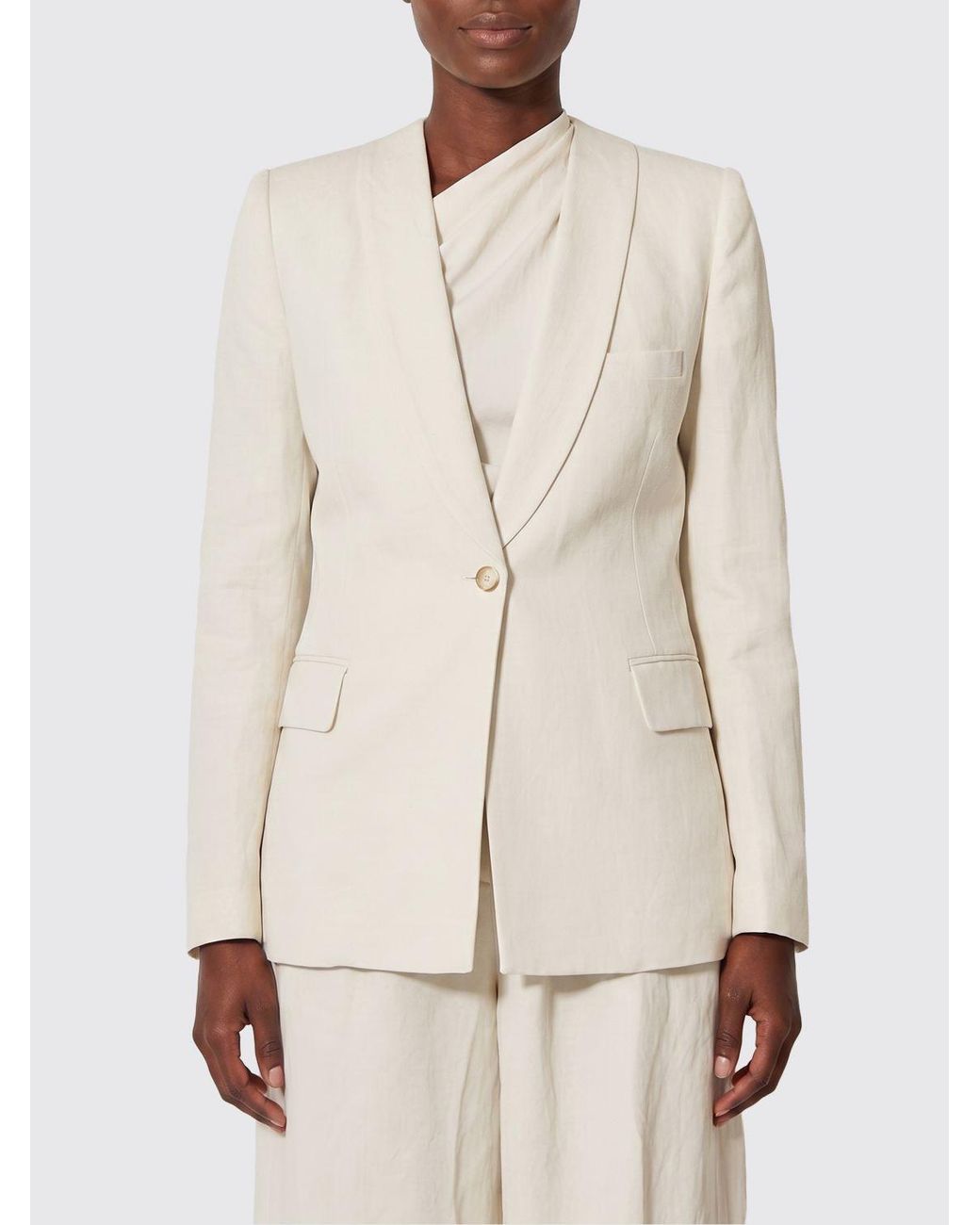 Uma Wang Natural Single-Breasted Linen Blend Blazer