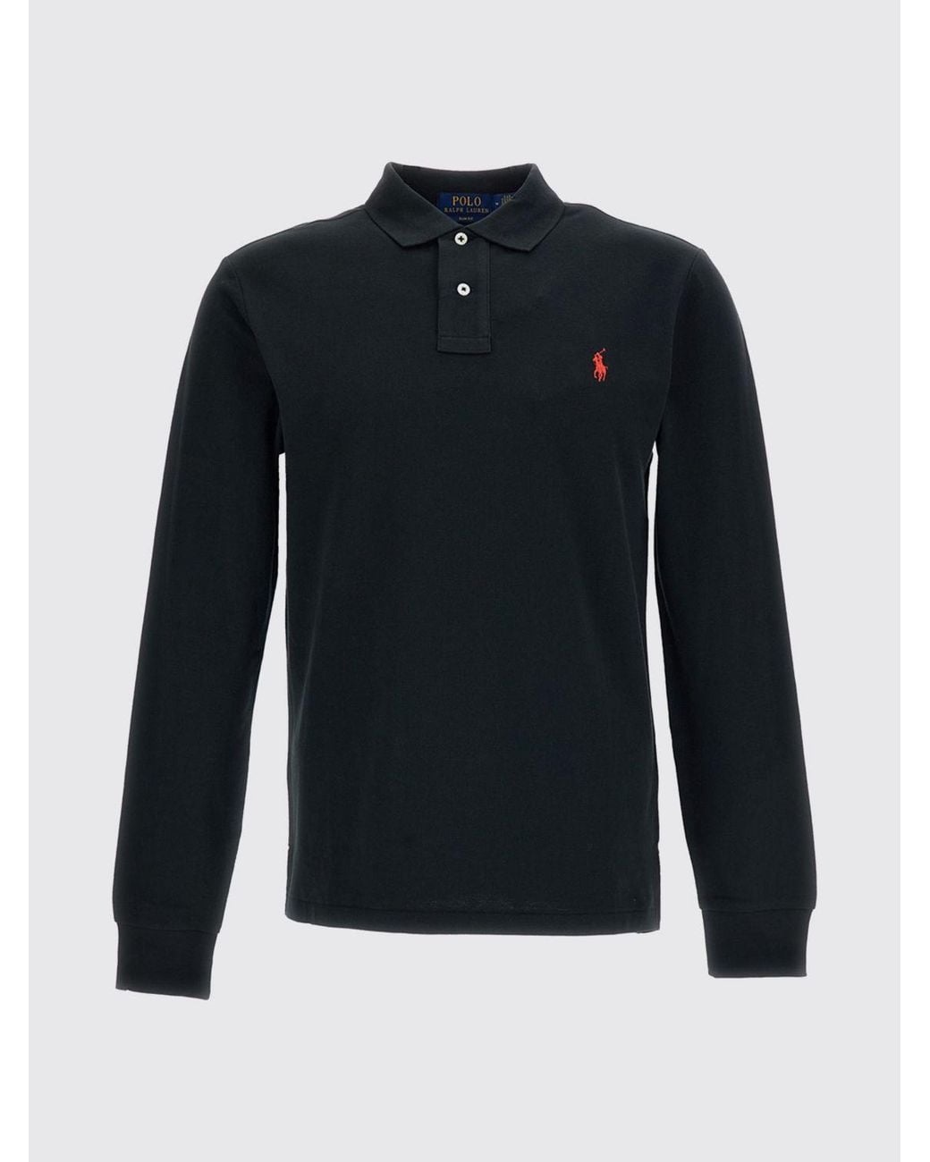 Polo Ralph Lauren Blue Long-Sleeved Slim-Fit Cotton Polo Shirt With Pony Logo for men