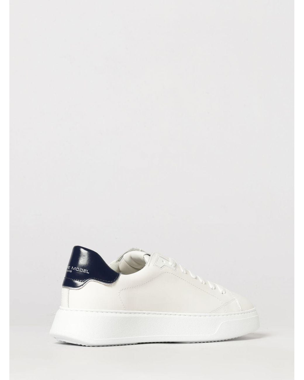 Philippe Model White Temple Low Smooth Calfskin Low-Top Sneakers With Shield Logo for men