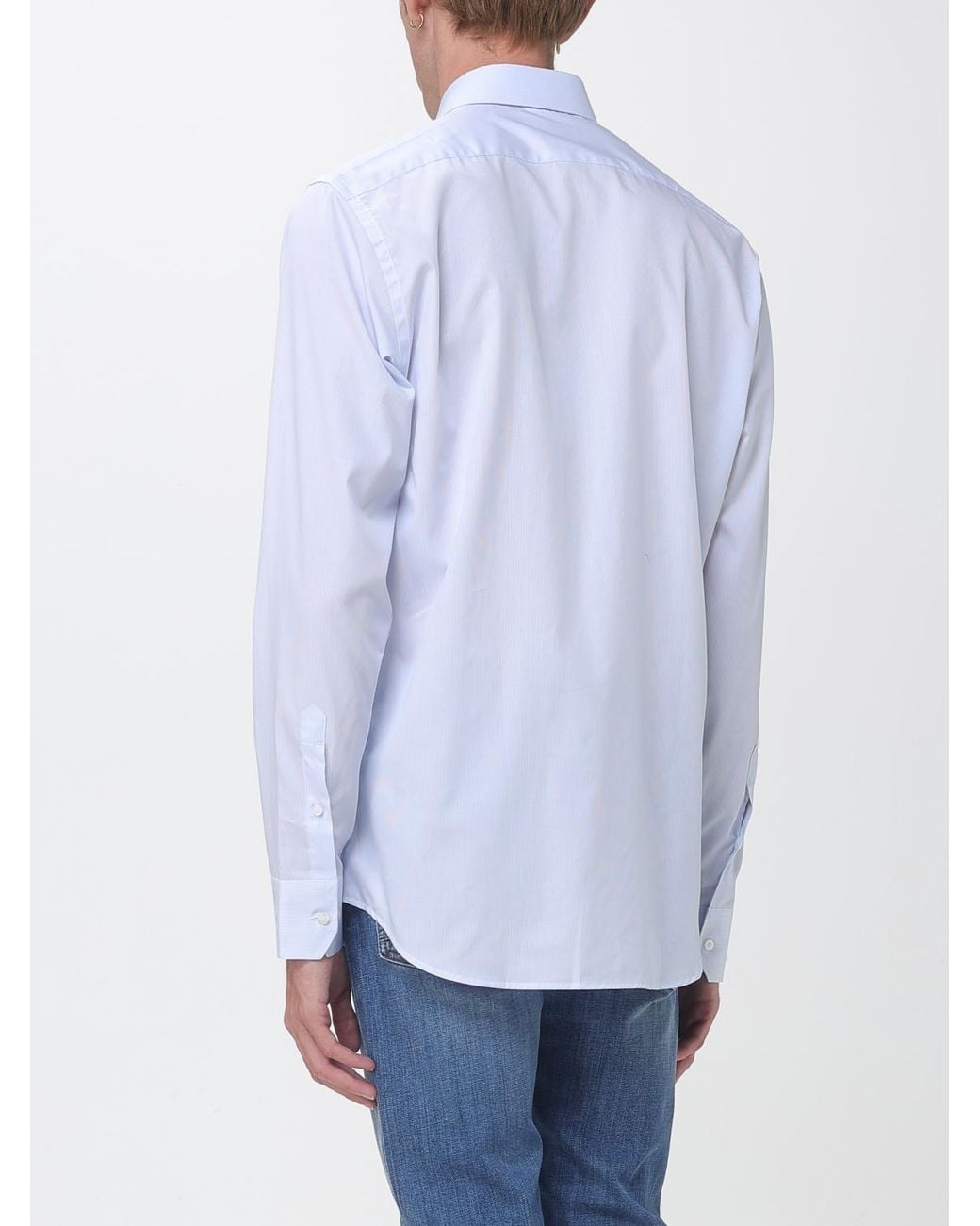 Brooksfield Blue Striped Cotton Twill Slim Fit Shirt With French Collar for men