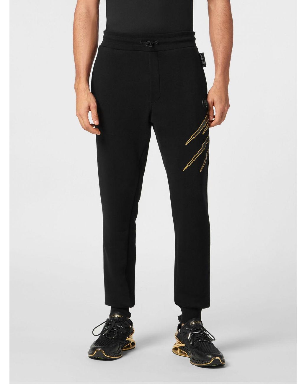 Philipp Plein Black Jersey Jogging Pants With Drawstring Waist And Printed Logo for men