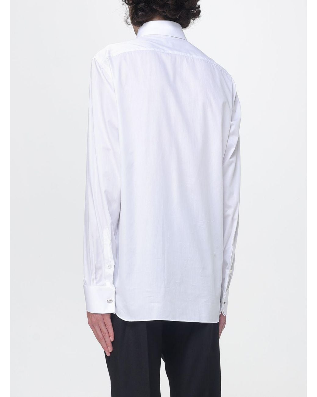 Luigi Borrelli Napoli White Classic Cotton Poplin Shirt With Concealed Placket for men