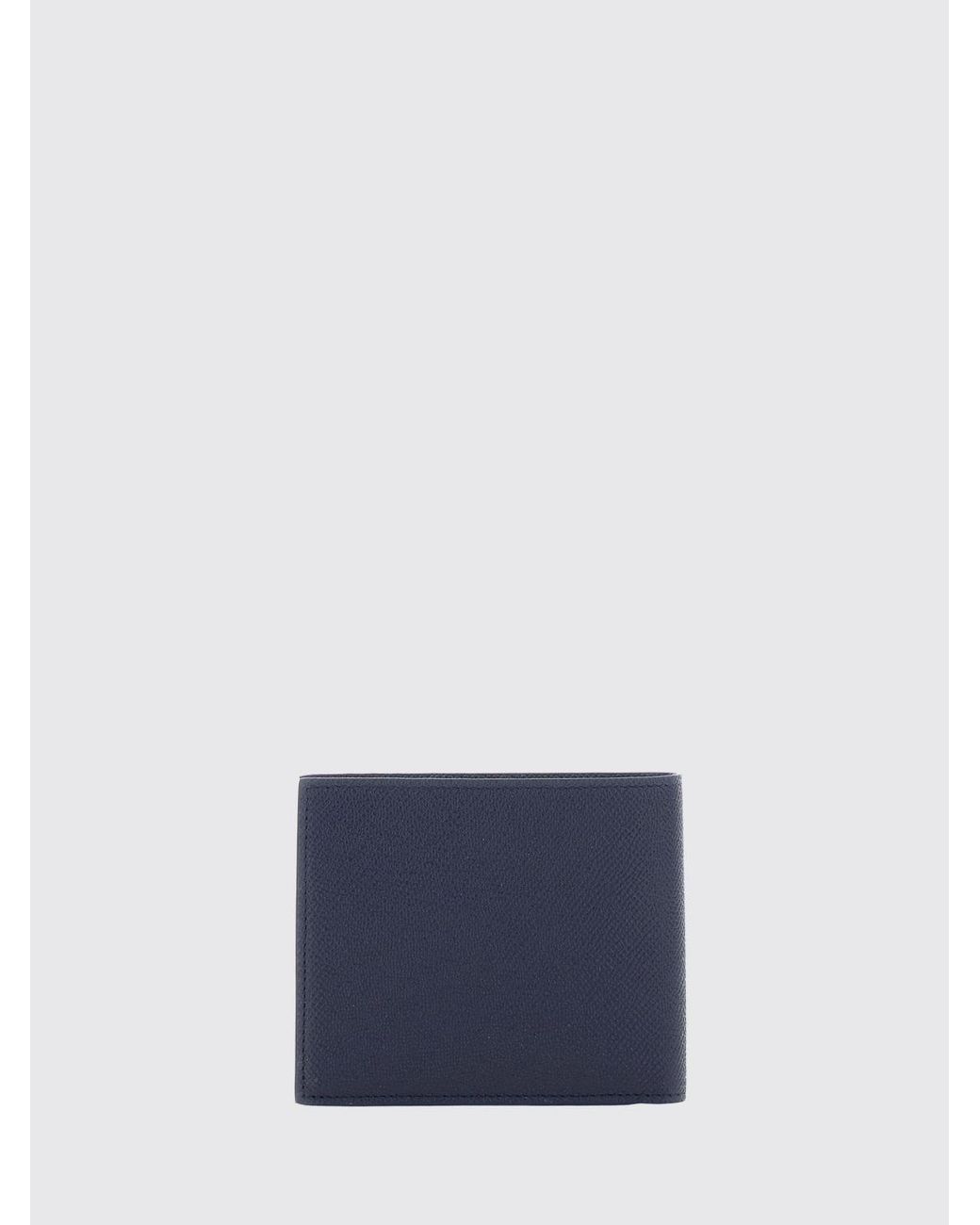 Ferragamo Blue Horizontal Grained Calfskin Wallet With Gancini Logo for men