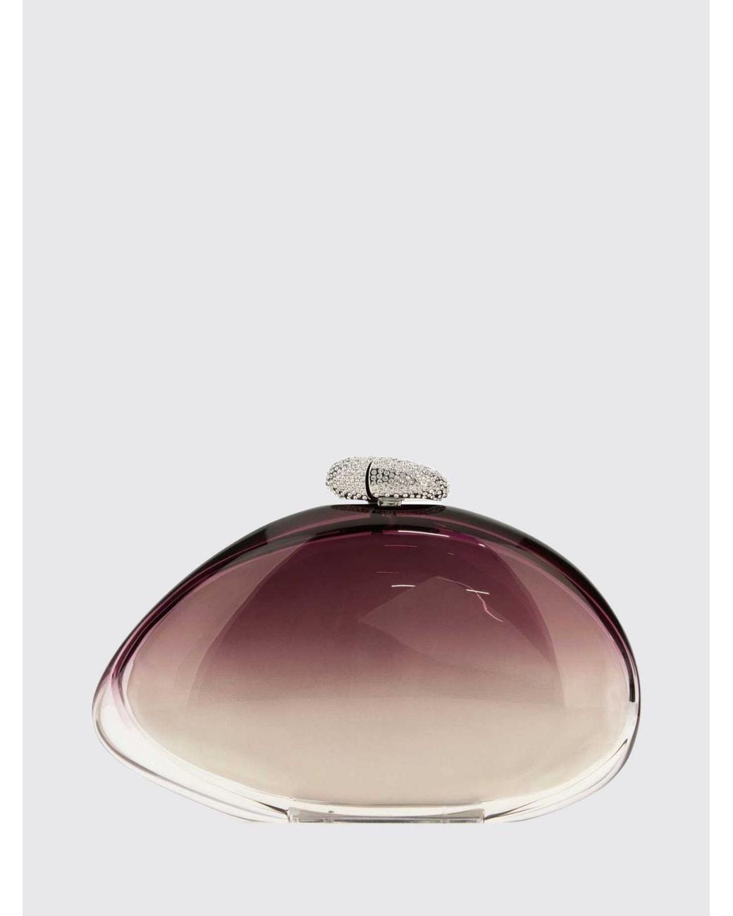 Benedetta Bruzziches Brown Ariel Methacrylate Clutch With Asymmetrical Shape And Silk Lining
