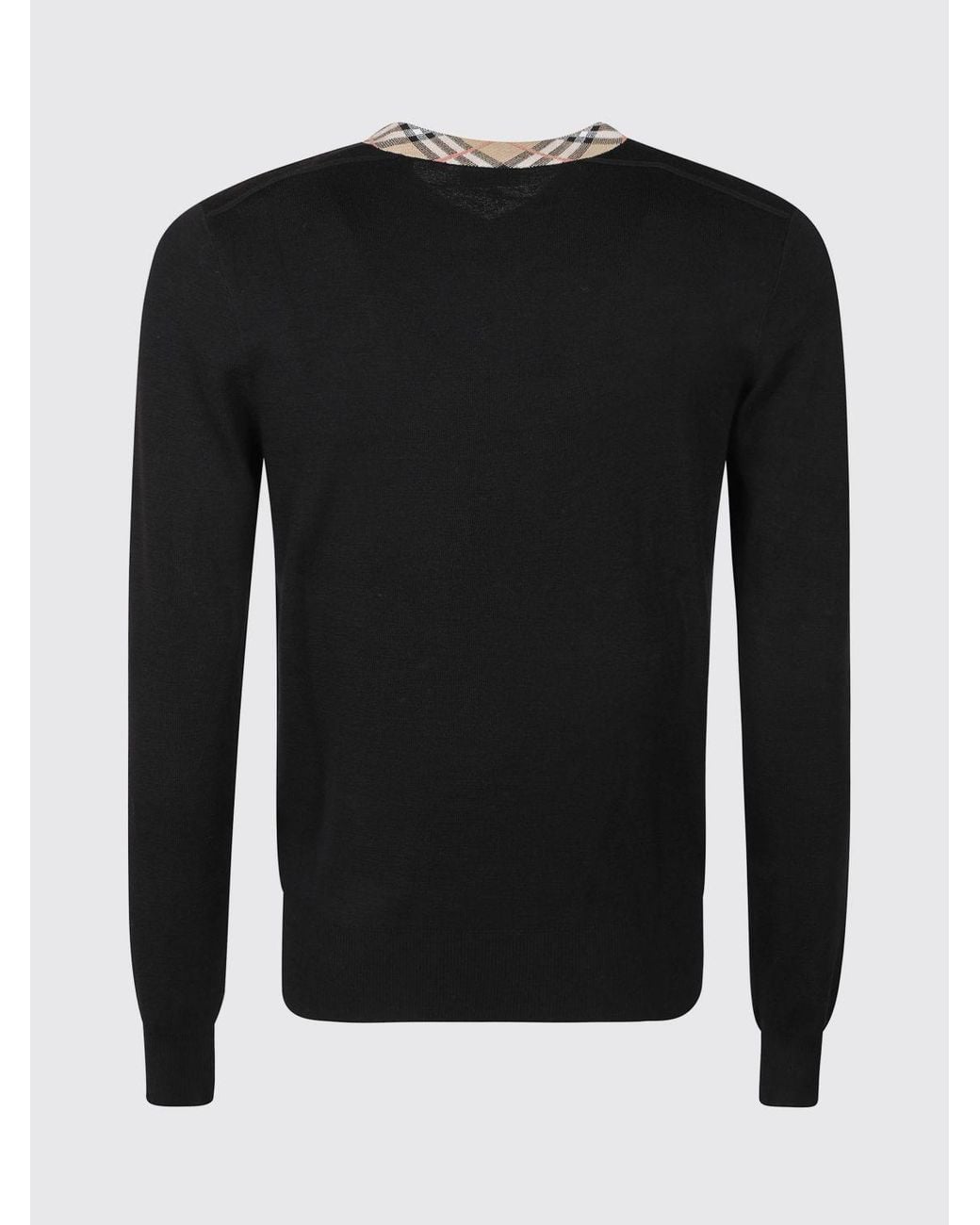 Burberry Blue V-Neck All-Over Vintage Check Wool Jumper for men