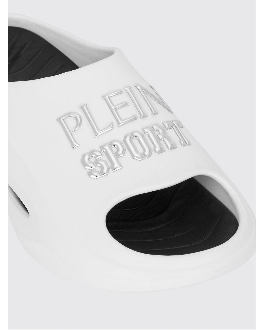 Philipp Plein White Rubber Slide Sandals With Printed Logo for men