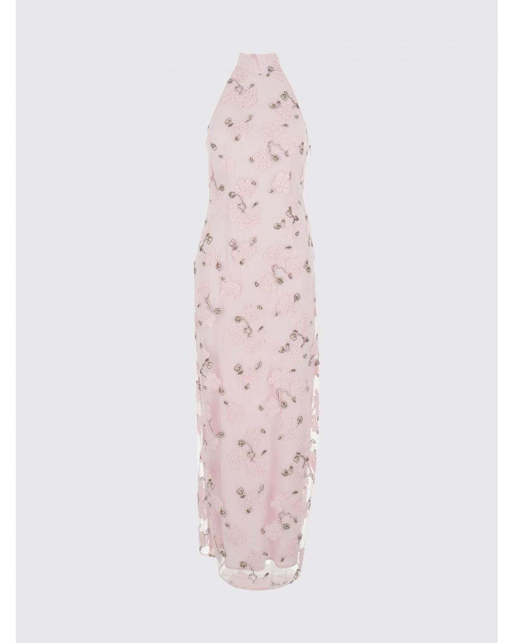 ROTATE BIRGER CHRISTENSEN Pink Halterneck Crêpe Gown With Beaded Embroidery