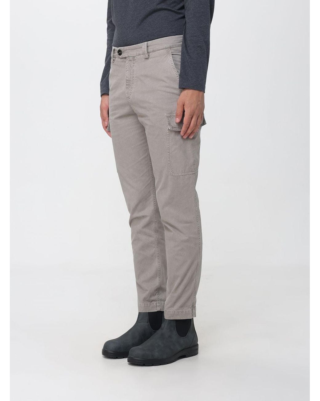 Brunello Cucinelli Gray Slim Fit Cotton Cargo Trousers for men