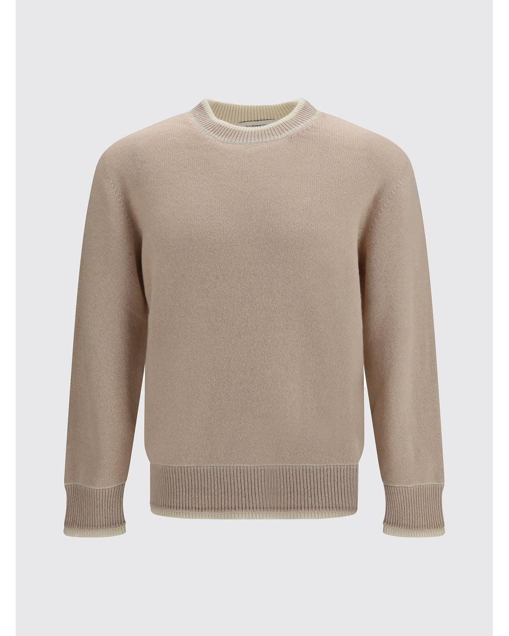 Pull À Col Rond En Mélange De Laine Mérinos Avec Finitions Contrastantes Laneus pour homme en coloris Natural