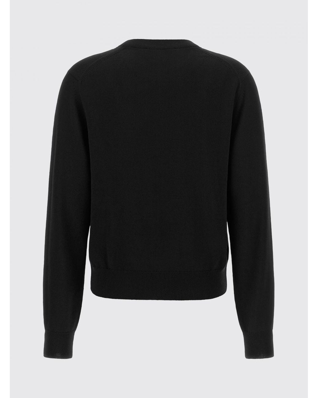 Maison Kitsuné Black Maison KitsunÉ Crewneck Wool Jumper With Ribbed Trims And Applied Logo