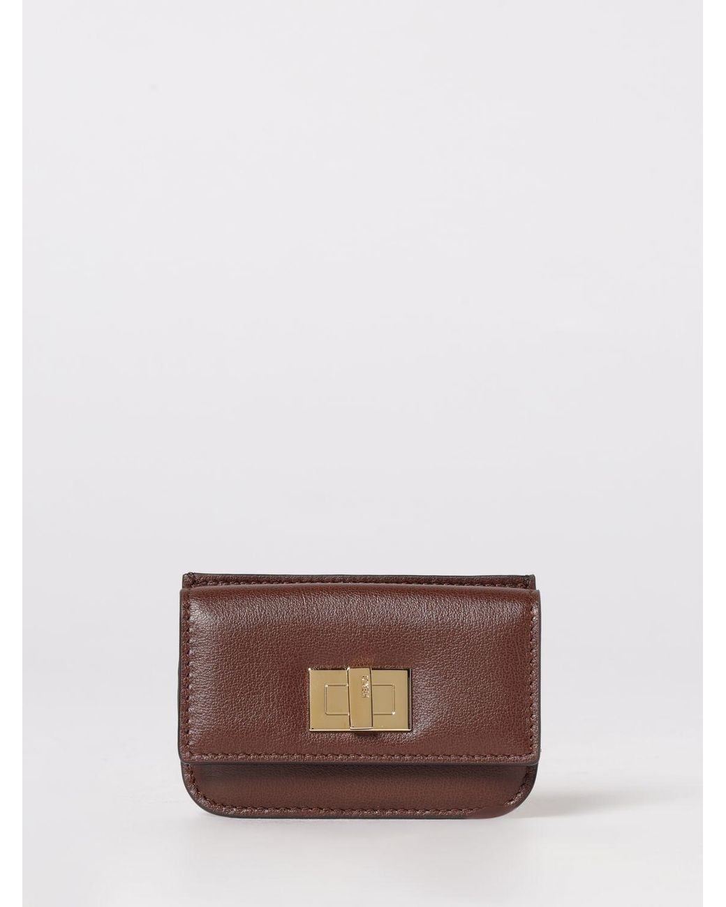 Fendi Brown Leather Credit Card Holder for men