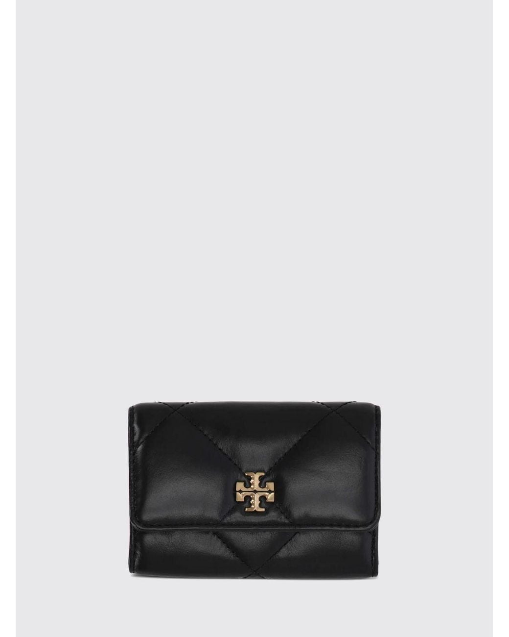 Tory Burch Black Kira Quilted Leather Card Holder With Double T Logo