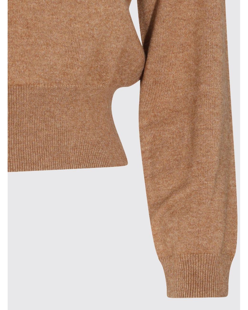 Isabel Marant Brown Cotton And Wool Crewneck Cardigan With Contrast Logo