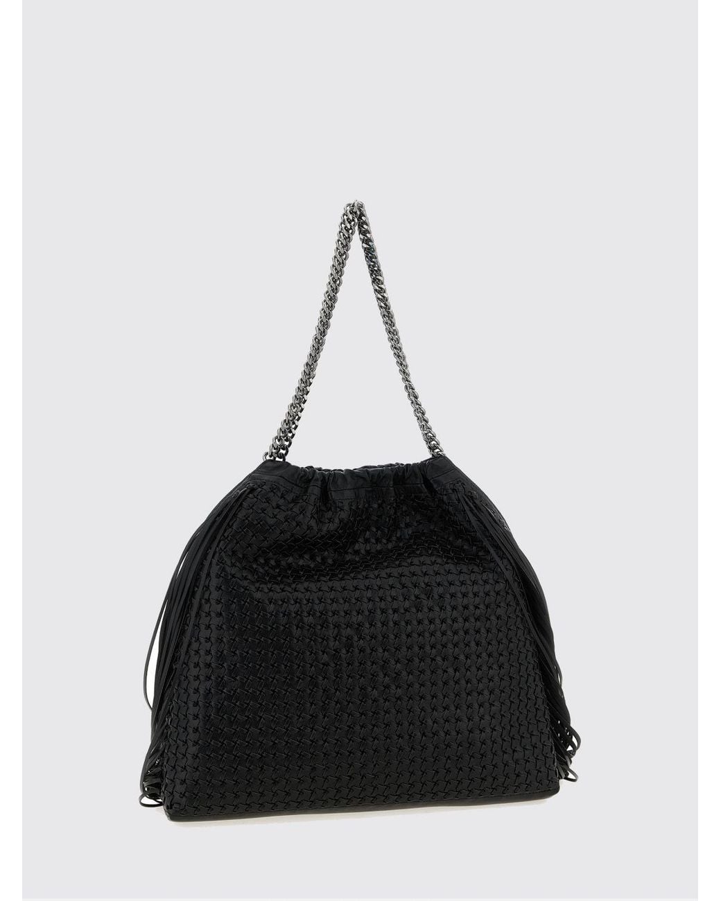 Stella McCartney Black Falabella Braided Faux Leather Bag With Fringes