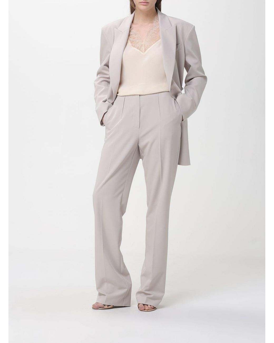 Patrizia Pepe Pink Crêpe Slim Fit Trousers