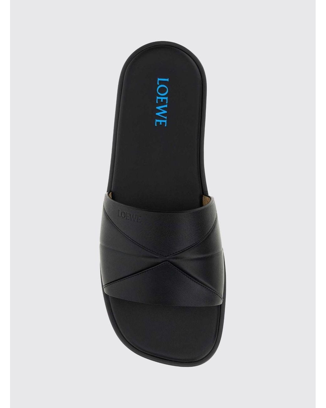 Loewe White Origami Smooth Leather Slide Sandals With Embossed Logo for men