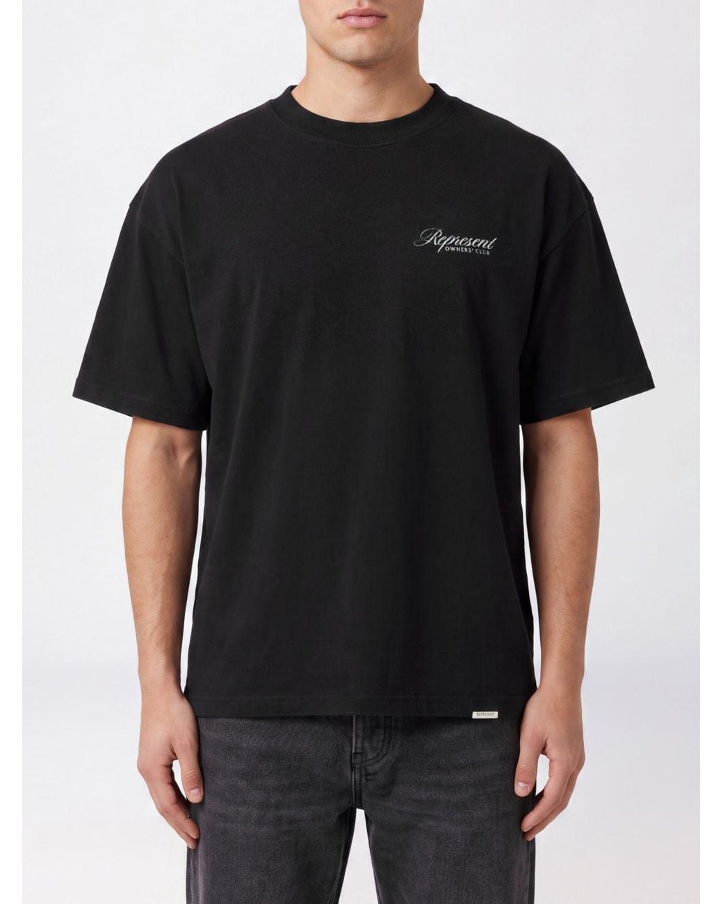 Represent Black Relaxed Fit Cotton T-Shirt With Back Logo for men