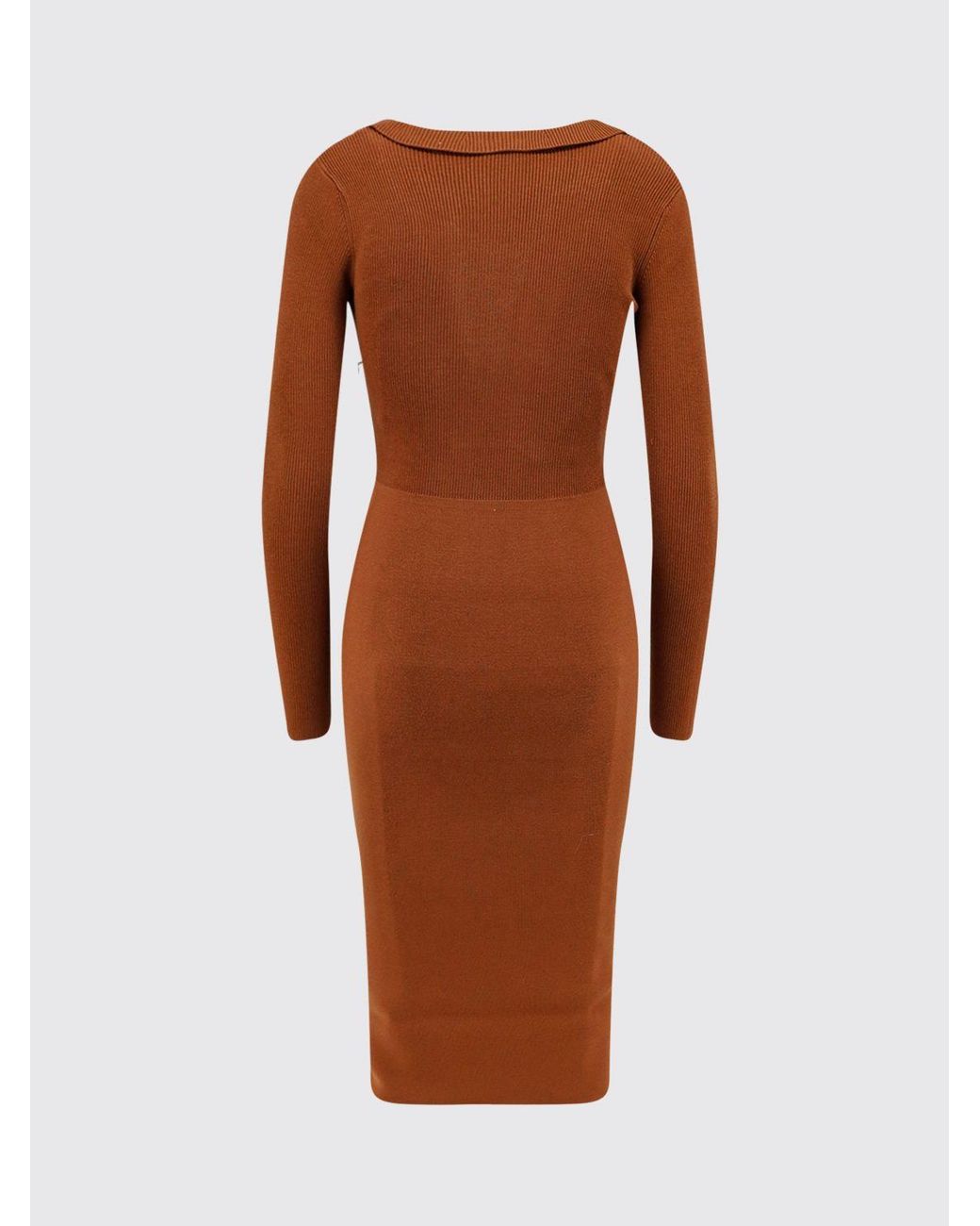 Elisabetta Franchi Brown Slim-Fit Midi Sheath Dress