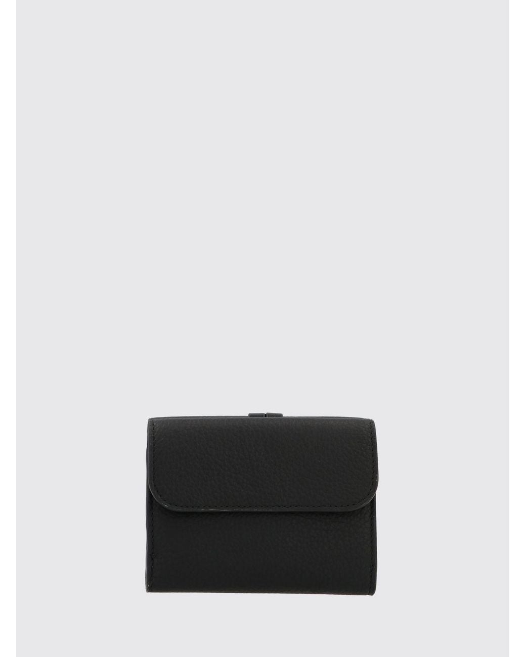 Chloé Black ChloÉ Calfskin Leather Trifold Wallet With Logo Charm