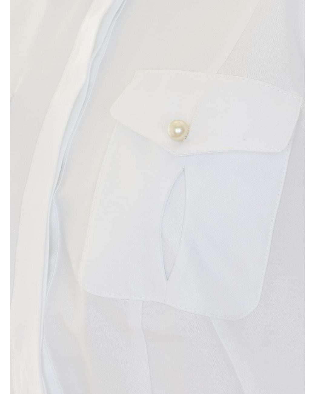 Elisabetta Franchi White Slim Fit Cotton Shirt With Patch Pockets